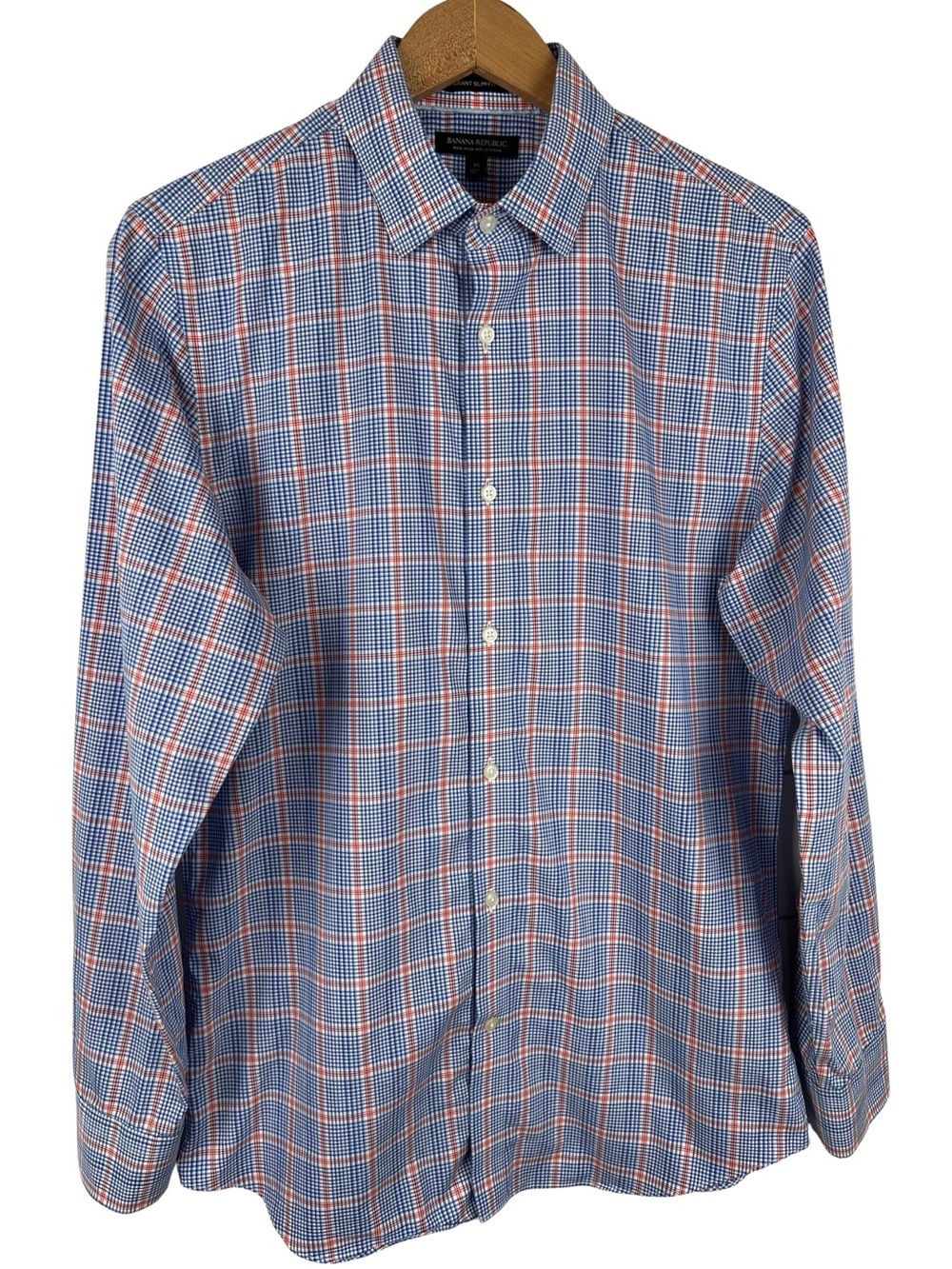 Banana Republic Non-Iron Cotton Grant Slim Fit Cotton Work Dress Shirt Medium
